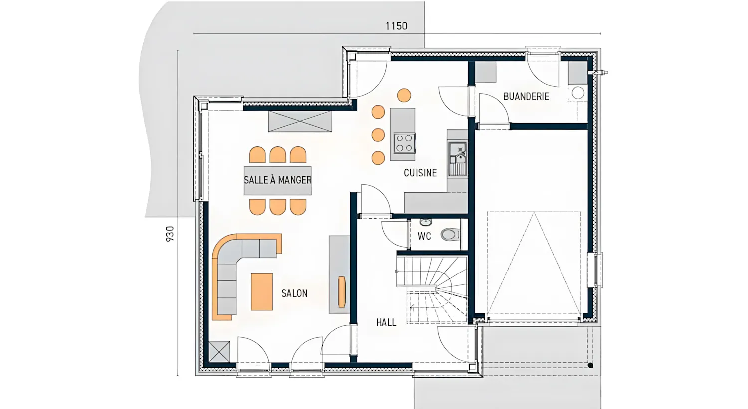 Plan 2D d'aménagement d'un logement avant modélisation 3D