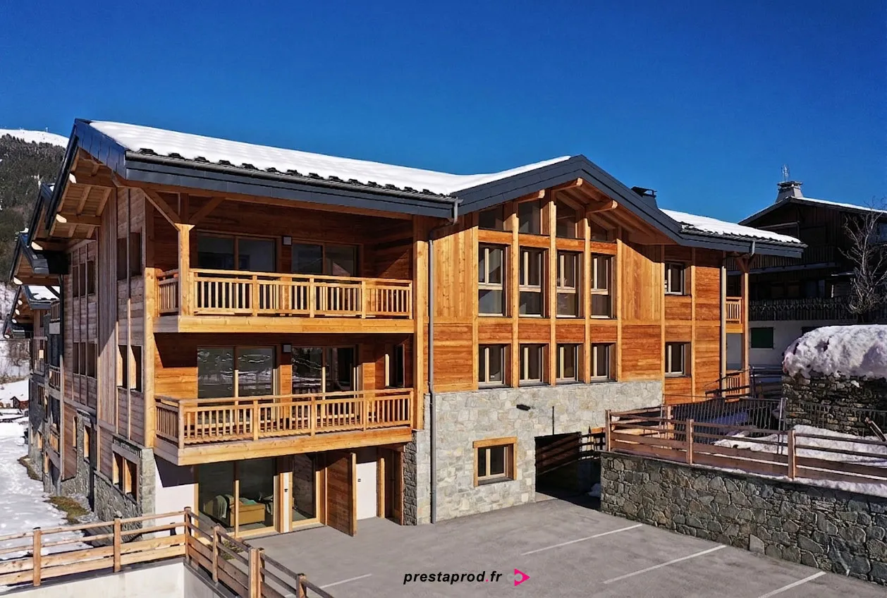 New-build developer chalet photographed in Haute-Savoie